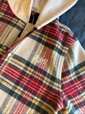 Kids KITH Hooded Waffle Jacket with Embroidered Logo - Red Multi